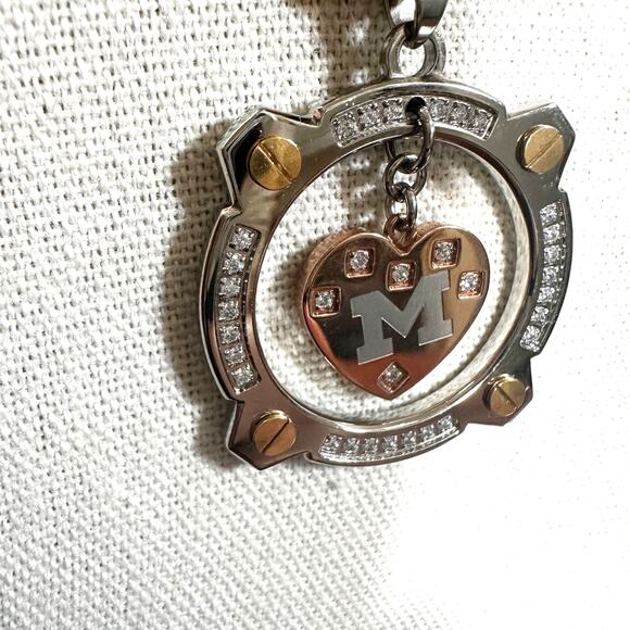 C*Note NWT Stainless Steel Pendant Heart Necklace Initial M Monogram $110 - Picture 2 of 12